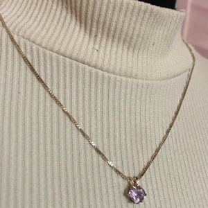 Vintage sterling silver, amethyst heart gem necklace
